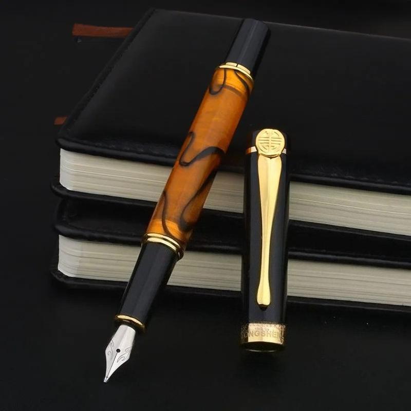 

Wingsung A-9658 Acrylic Extremely Thick Hand-made Grinding Polished Thick Fountain Pen 1.0MM Nib Long Knife Business Writing Pen Long Knife 1.0mm помаранчевий