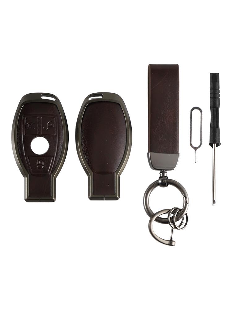 Legierung Aluminium TPU Autoschlüssel Braun Hülle Abdeckung Für Benz GLC GLK CLS GLA CLA AMG