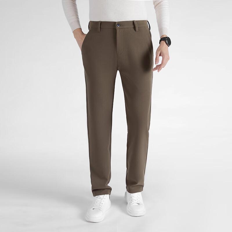 Men's Brushed Wool Blend Straight-Leg Thermal Casual Pants