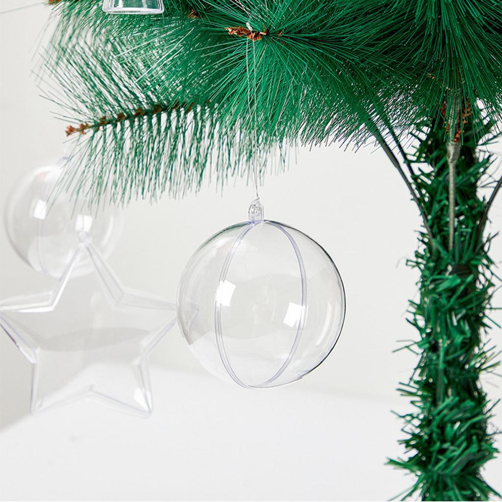 Set Of 6 Transparent Plastic Fillable Baubles Christmas Tree Hanging Ornaments Festival Home and Event Decoration
