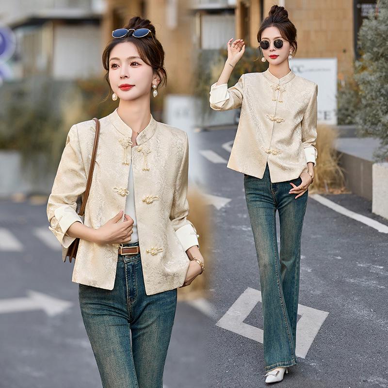 Women's Slim Korean Retro Short Jacket with Chinese Buttons - Spring/Autumn RX8941