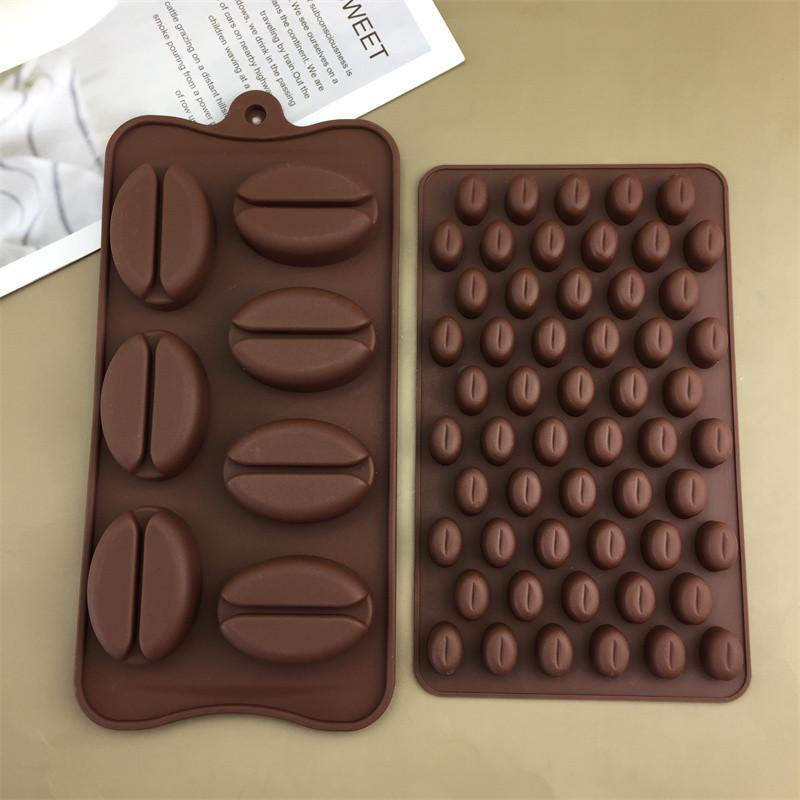 7-Cavity Silicone Mold for Coffee Beans, Candy, Chocolate, Cake, Fondant, Wax, and Ice Cubes.