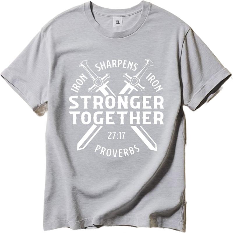 Summer top Printed Boys Oneck tshirt Streetwear Iron Sharpens Iron Stronger Together Proverbs 27 17 Retro Teenagers Tee shirt