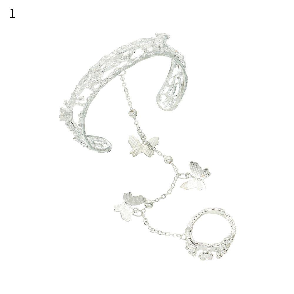 Chinese Antique Style Charm Bracelet Ring Bangle Adjustable Opening Butterfly Bells Ring Bracelet