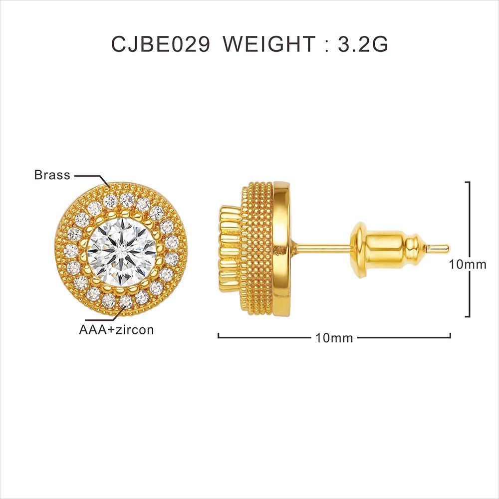 Стильные Креативные Серьги-Гвоздики с Инкрустацией Кубическим Цирконием в Форме Цветка, Европейский и Американский Стиль, Женские Серьги из Меди с Покрытием 18 карат Золотом.