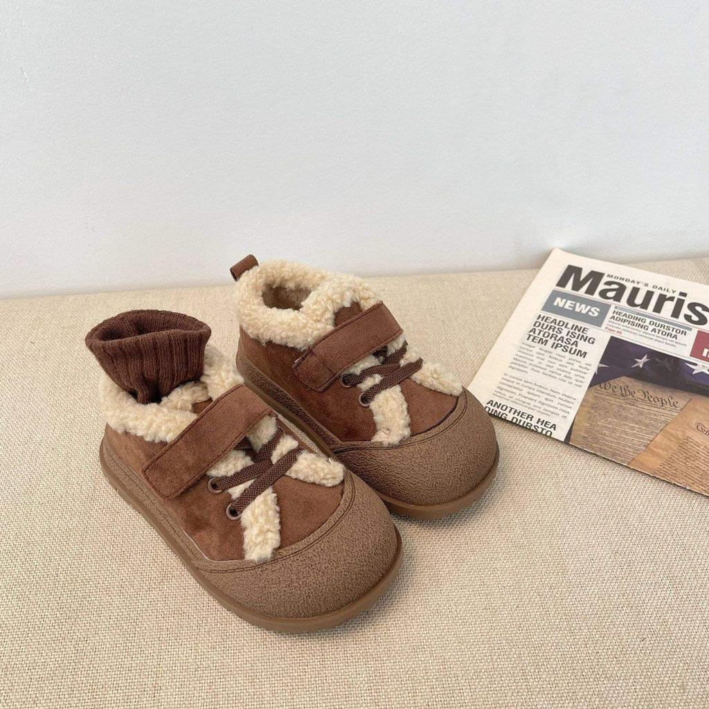 Children's cotton shoes 2025 winter new boys' velvet board shoes girls' warm two cotton shoes soft-soled baby Birkenstocks