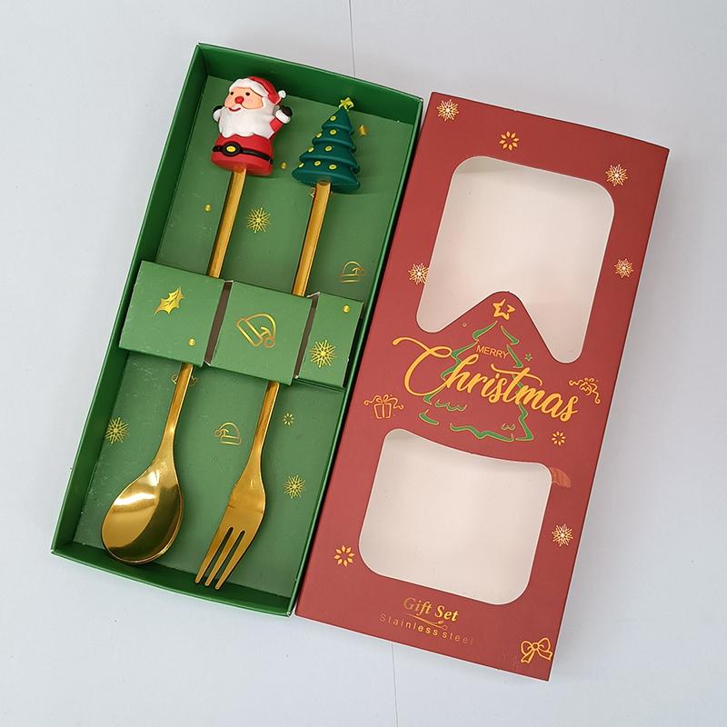 

Stainless Steel Spoon Christmas Tree Elk Head Coffee Mixing Spoon Dessert Fruit Fork Home Christmas Decoration Tableware Gifts