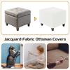 uxcell Square Jacquard Ottoman Slipcover with Elastic Stretch Footrest Stool Cover for Living Room Furniture Protector Small Bottom, (White, Size)