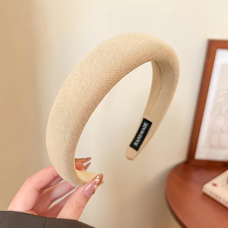 Wild Solid Color Sponge Headband for Women Fashion Girl Wash Face Wide Edge Simple Hair Band