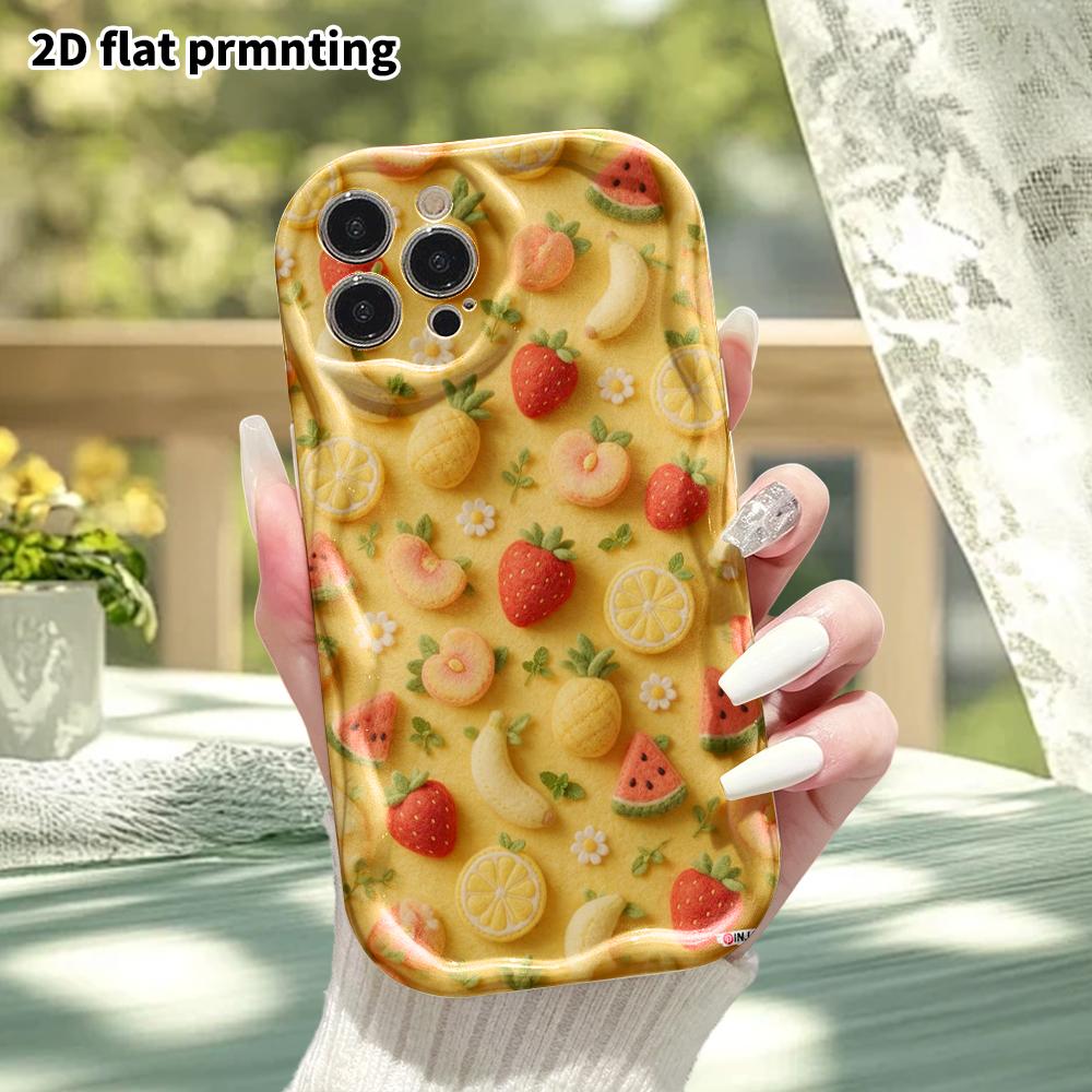 Phone Case: 2D flat design suitable for iPhone 18 17 16 15 14 13 Pro protective case, fruit layout, perfect Christmas and Halloween holiday gift