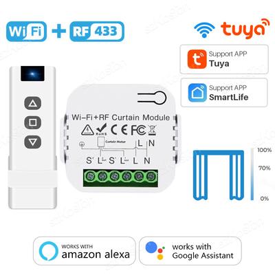 Tuya WiFi Smart Vorhang Schalter Modul mit RF433 Fernbedienung Verbinden Rollläden Jalousien Motor Schalter für Alexa Google