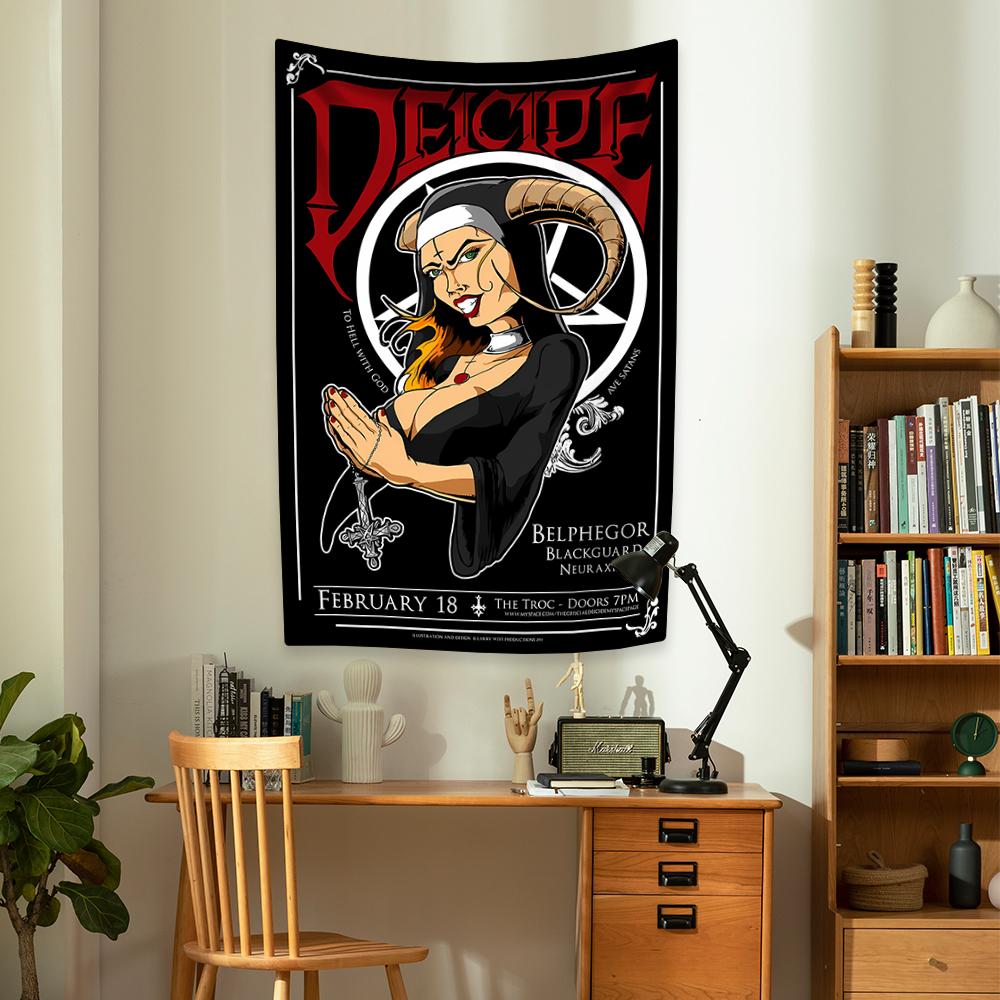 Rock Music Death Metal Band Tapestry Deicides Printed Bedroom Or Home Decor Aesthetics Wall Hanging Covering Cloth Dorm Backdrop