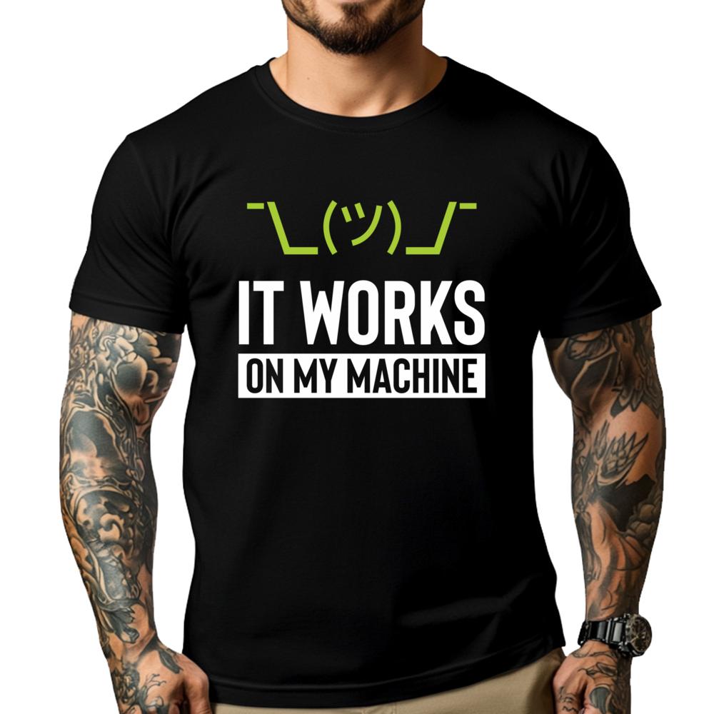 Funny It Works On My Machine Computer Technician Humor Vintage T Shirts Mens Sale T Shirt for Men Print S разноцветный