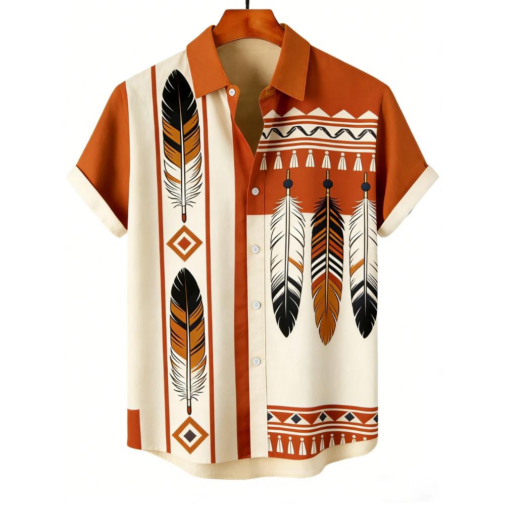 Outdoor Streetwear Men s Fashion Shirts Ethnic Patterns Printed Men s Shirts Casual Daily Men s and Women s Shirt S