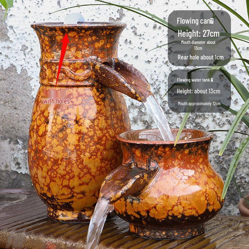 Komplettes Wasserfall-Dekoration Keramik-Aquarium mit zirkulierendem Wasser und Filter für die Wasserlandschaftsgestaltung.