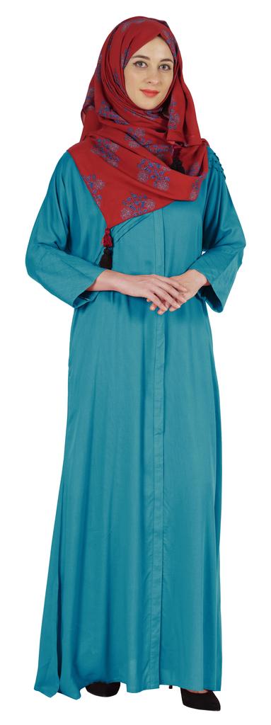 Bimba Islamic Clothes For Women Long Prayer Robe Maxi W  Printed Hijab Rayon Abaya Front Button Muslim