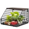 Fruit Vegetable Basket Snack Organizer Wall Mount Kitchen Basket Metal Storage Basket With Hook Countertop Storage Organizer