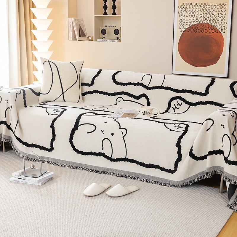 Chenille Cartoon Sofa Towel All-season Universal Nordic Anti Slip and Dustproof Sofa Cover Anti Cat Scratch Cloth Cushion Cover