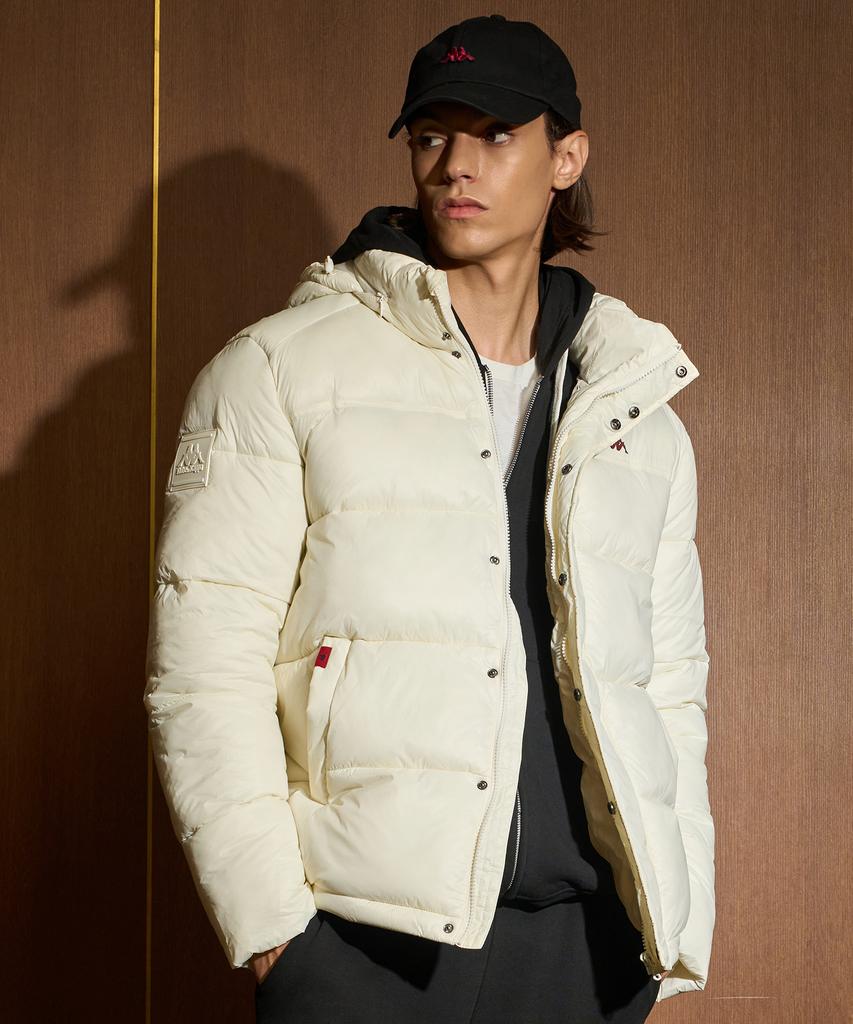 Kappa Bulky Hoodie Padded Jumper Unisex Ivory