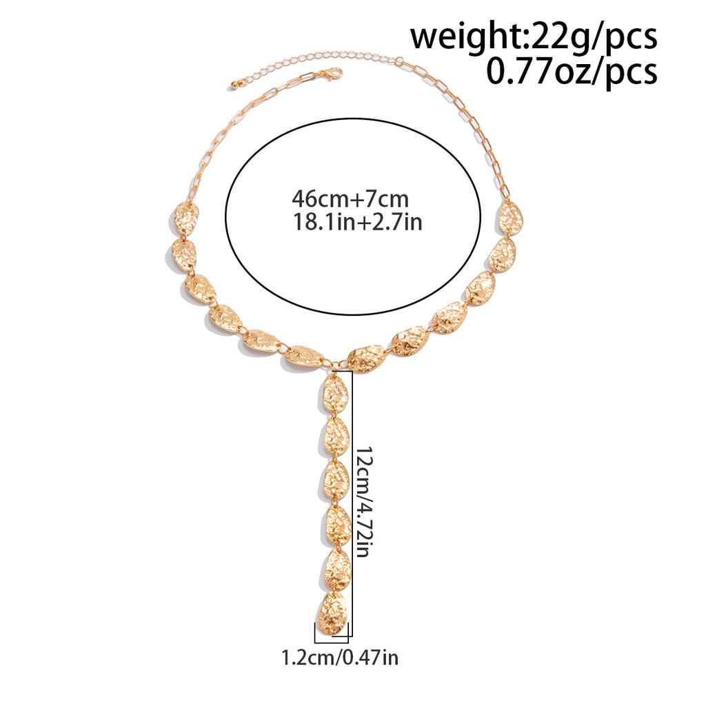 Irregular Baroque Y-shaped Collarbone Chain Cold Wind Flat Water Drop Pendant Necklace Female