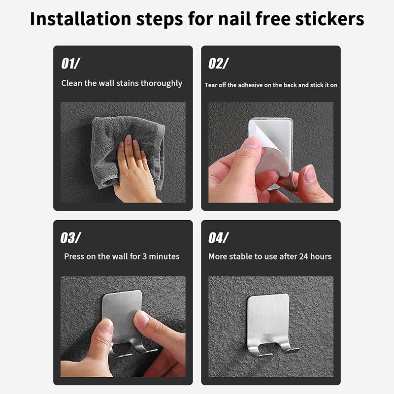 2Pcs Shower Hook Adhesive Razor Holder Wall Mounted Bathroom For Rack Shaver Shaving Holder Black Plastic Hook