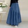 Womens Loose Casual Solid Color Long Skirts