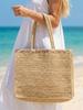 Sac élégant en paille fait main - Raffia naturel, Style chinois, Motif fleur de vigne, Sac à main mode grande capacité