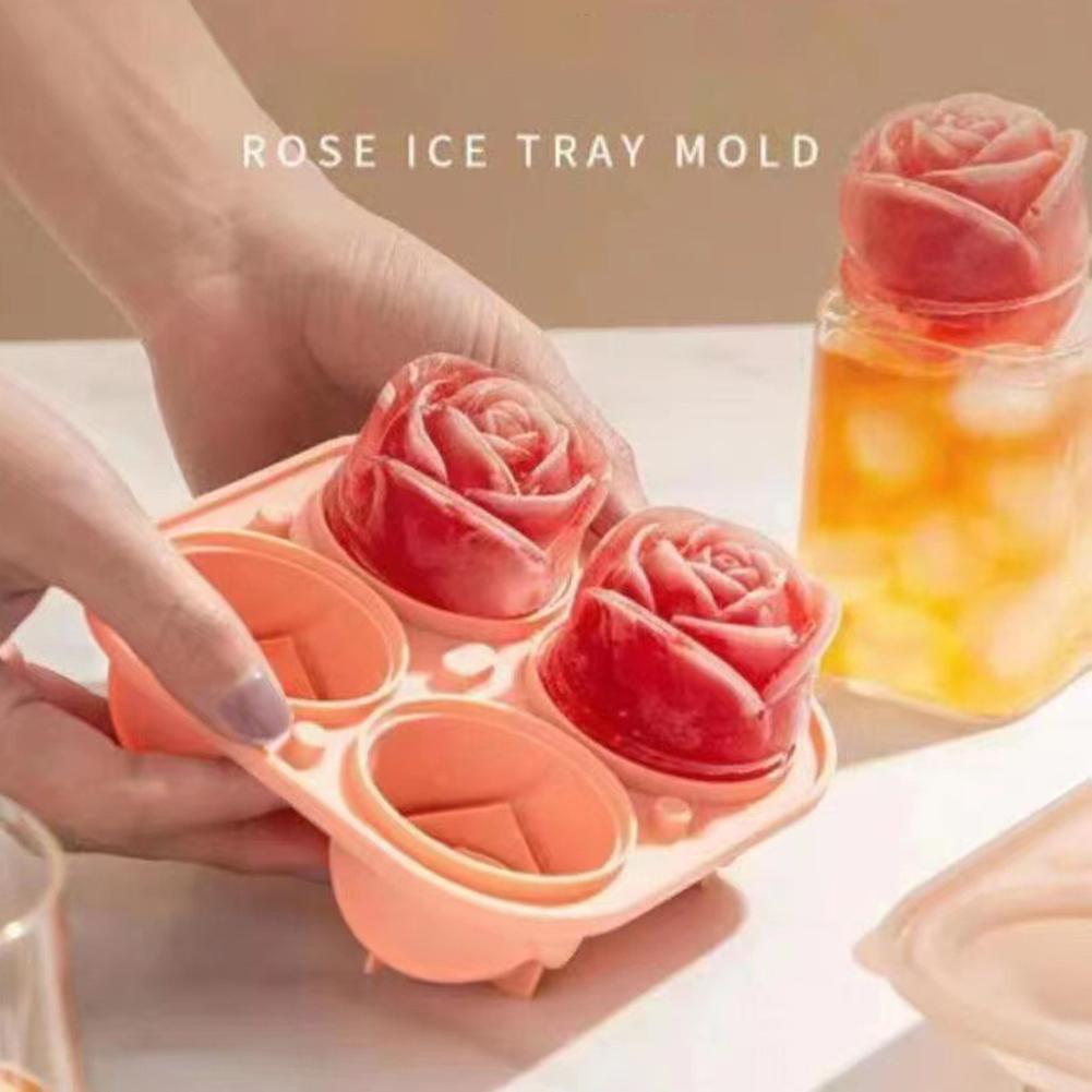Matrițe de Gheață Trandafir 3D Tăvi Mari pentru Cuburi de Gheață Fac 4 Forme Gigant Căutate de Flori