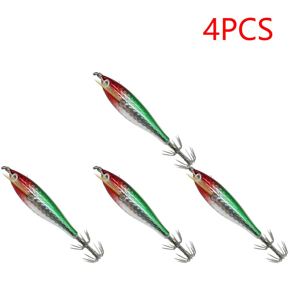 1-10PCS Fishing Lure Luminous Squid Jig Hook 7.5CM 5.5g Artificial Fake Octopus Lures Wood Shrimp Cuttlefish Hard Bait Sea Jigs
