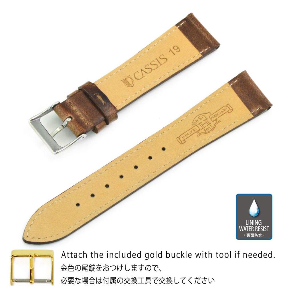 CASSIS LAVAL Calfskin Watch Light with Replacement U1032966040019 Strap, 19mm, Brown, Tool,