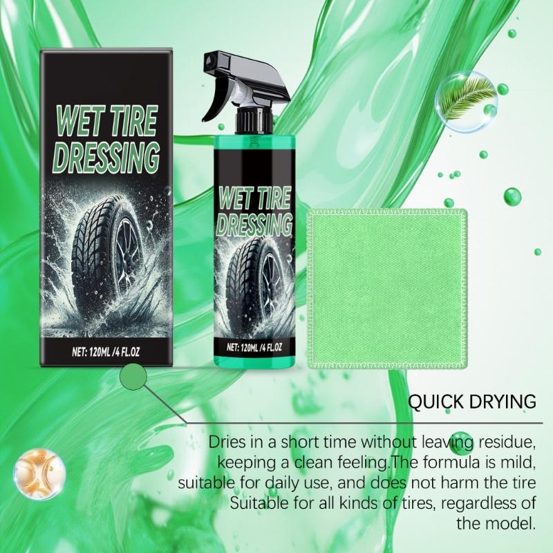 High Performances Tire Shine Sprays Quick Drying Tire Polish Enhancer Tire Restorer Sprays with Cloth Suitable for Vehicle