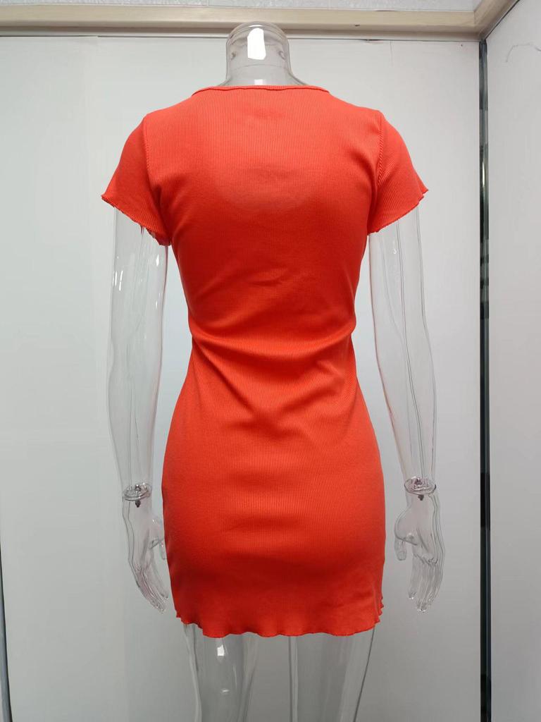 2025 Spring/Summer Women's Cross-Button Bodycon Short-Sleeve Dress