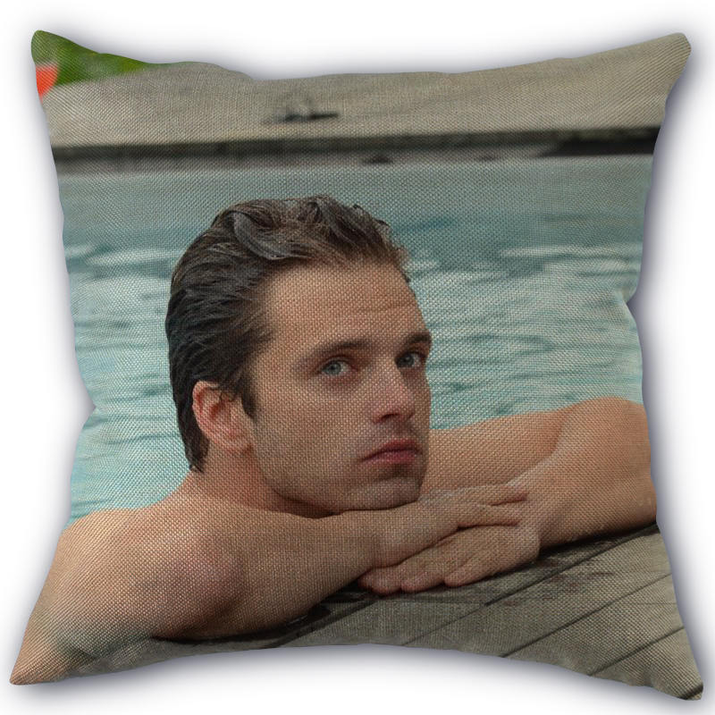 45X45cm Pillow Cover Sebastian Stan Home Decorative Pillowcase Square Zipper Cotton Linen Pillow Cases Bedroom 0331