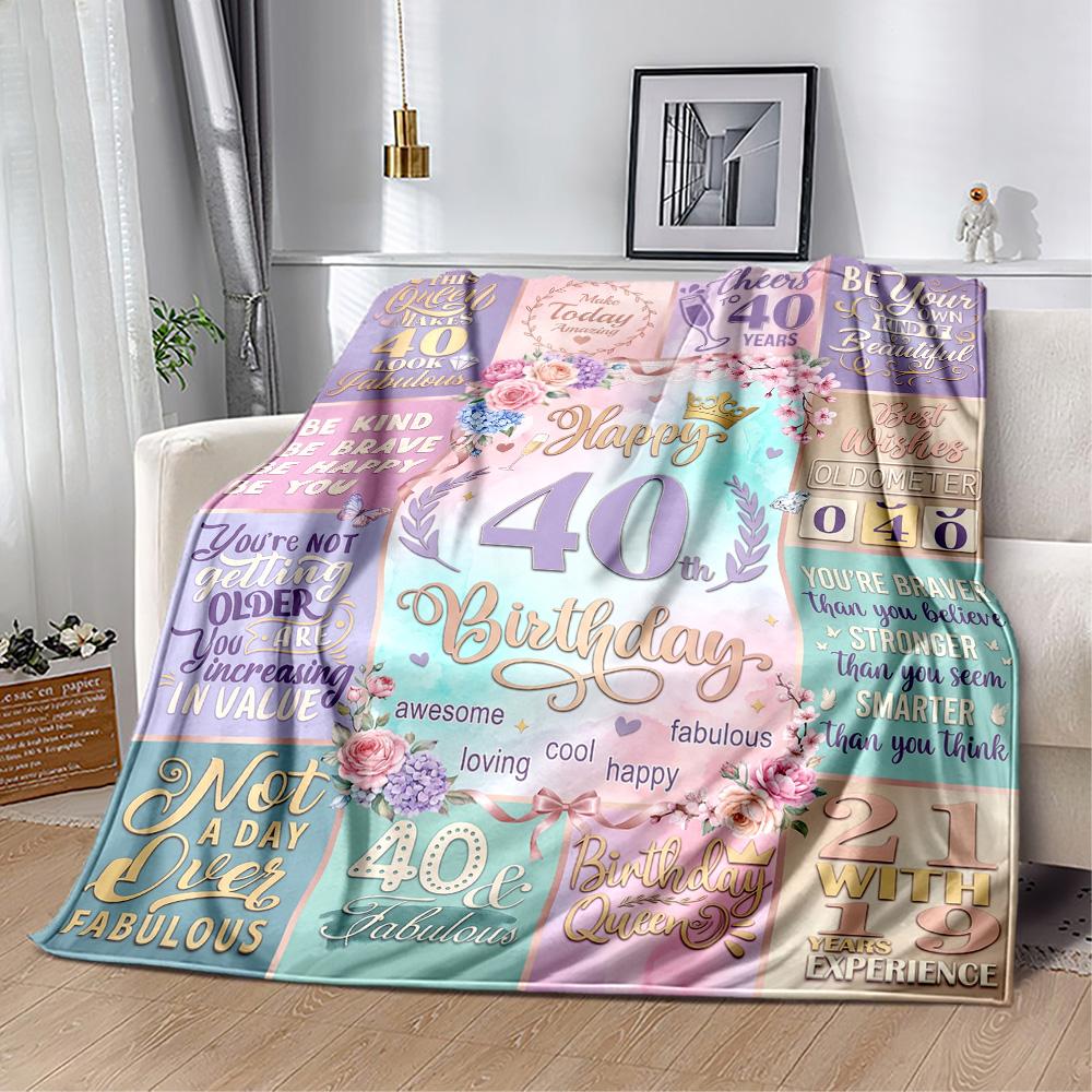 40th Birthday Celebration Quotes Blanket Warmthful Decor Great for Picnics Bed Office All-Season Use Warmthful Decor