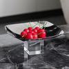 Minimalist Metal Square Fruit Bowl with Crystal Base for Dining or Coffee Tables