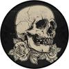 Skull Rose Flower Black Round Flannel Carpet Non-Slip Rug Washable Floor Mats For Kitchen Bedroom Living Room