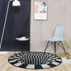 Luxurious Oval Black White Grid 3d Illusion Vortex Bottomless Hole Non-slip Carpet