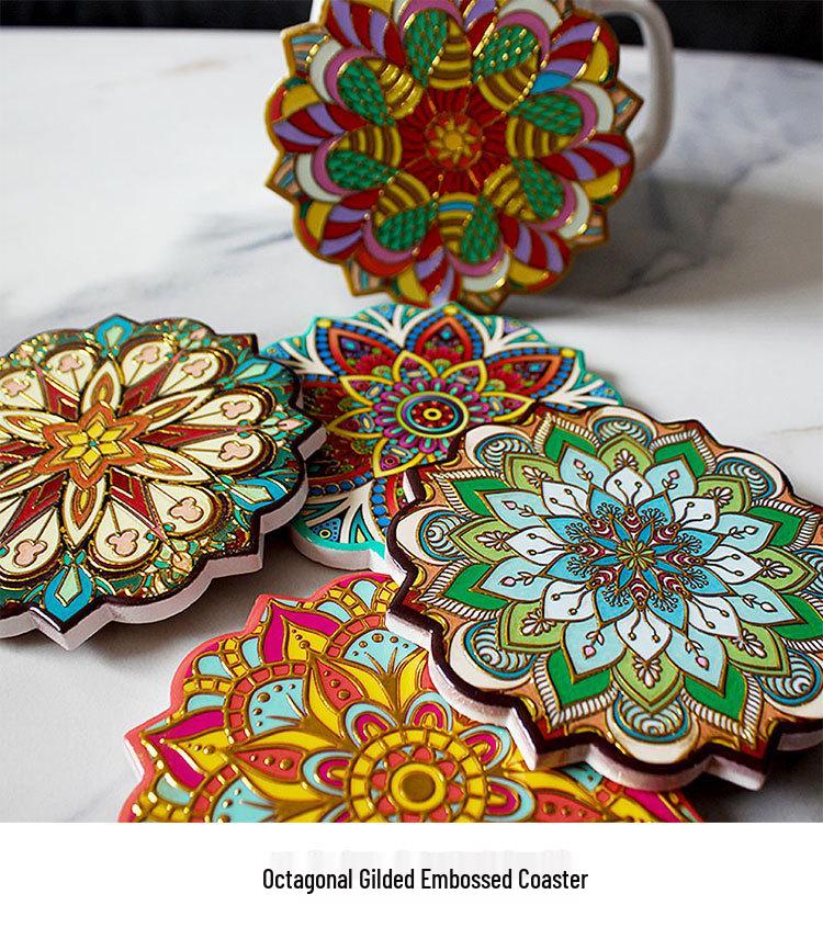 Keramische onderzetter met mandala-bloemmotief - Warmte-isolerende en antislip decoratieve mat voor koffie- en eettafels