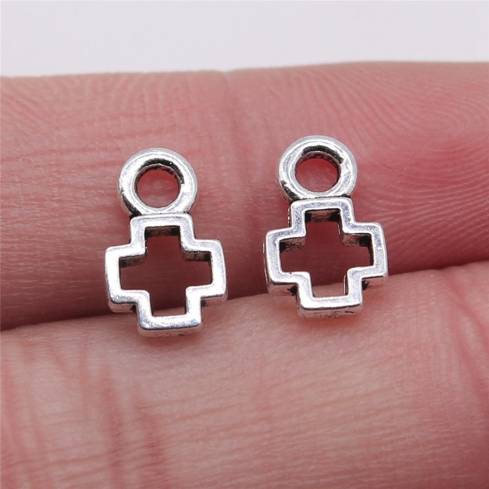 40pcs Tibetan Bronze Silver Color Pendants Antique Jewelry Making DIY Handmade Craft Small Cross Charms For Jewelry Making