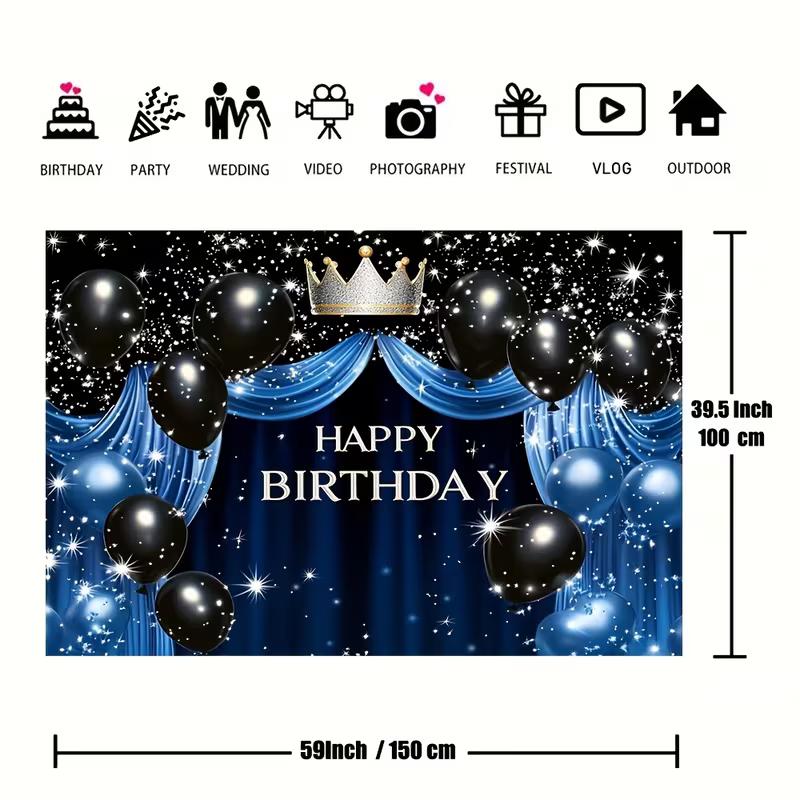 2D Blue Crown Background for Birthday Photoshoot and Video Recording