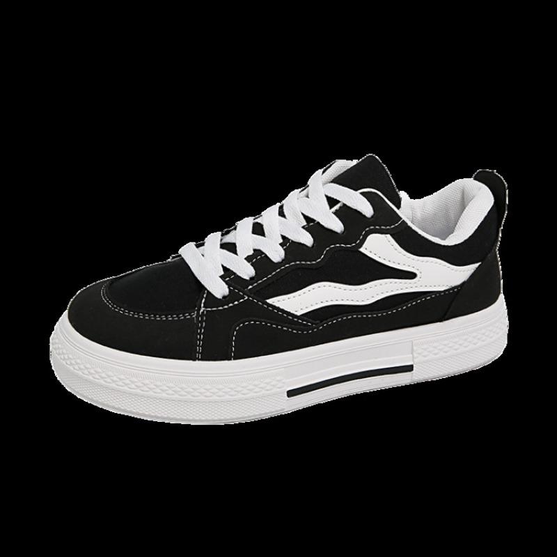 

Универсальные черные парусиновые туфли весна новые шнуровка ретро одинарные туфли студенческие для бега толстая подошва женские 40