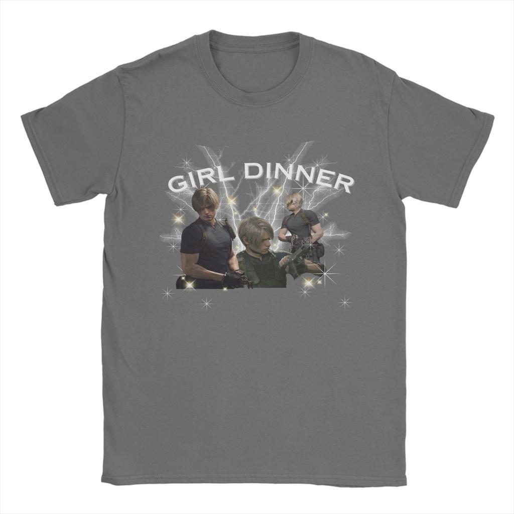 Mens Leon Kennedy Girl Dinner T Shirts Residents Evils 100 Cotton Clothing Unique Short Sleeve Round Collar Tee Shirt TShirt