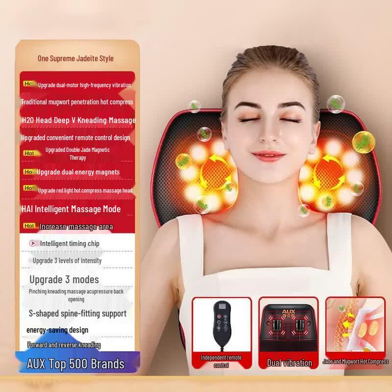 Aux Neck & Back Shiatsu Massage Pillow with Heat CN Plug (adapter Included)