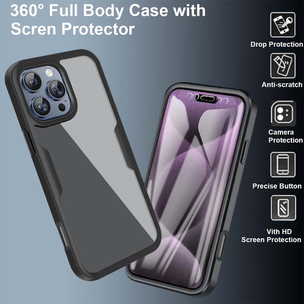 360 Degree Fully Wrapped Anti Shock Anti Fall Phone Case for iPhone 16 15 14 Pro Max Plus 16E