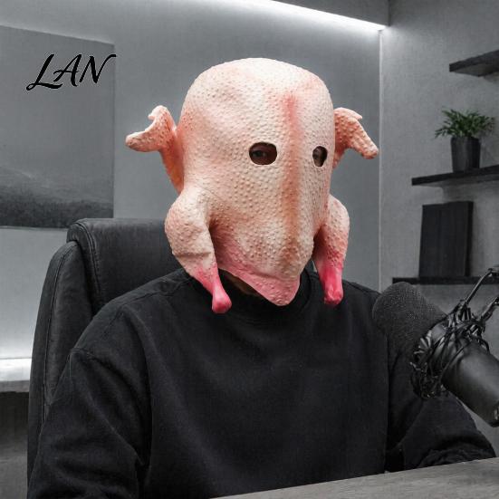 Soft Latex Animal Head Mask Halloween Mask, Realistic Turkey Shape, Breathable Full Unique Thanksgiving Day Costume Cover, for Party Dress Up Cosplay