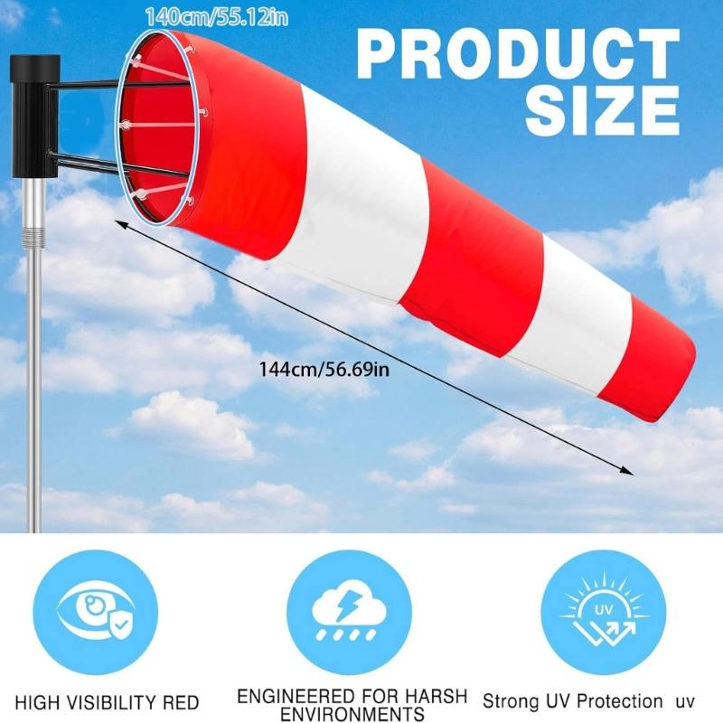 Airport Windsock Ripstop Outdoor Hanging Heavy Duty Wind Measurement Sock Bag with Reflective Belt Waterproof Thickened