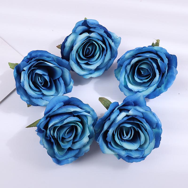 5Pcs 10cm Silk Rose Heads Artificial Flowers For Wedding Birthday Party Decoration DIY Scrapbook Christmas Home Garden Decor