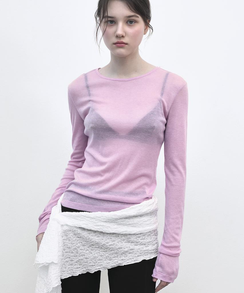 SO IR Layered Long Sleeve T-Shirt - Pink