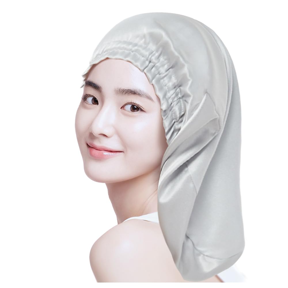 

KOTIMZO Silk Night Cylindrical Reduces Moisturizes and Enhances 60cm Cap, 100% Silk, Design, Friction, Hair, Gray, серый