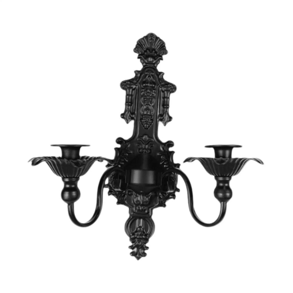American retro black wall-mounted candlestick, background wall decoration, candle cup, garden wall hanging item, candle stand